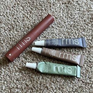 RMS Beauty Eyeshadows and Serum Lipstick Set in Brown, Gray, and Green